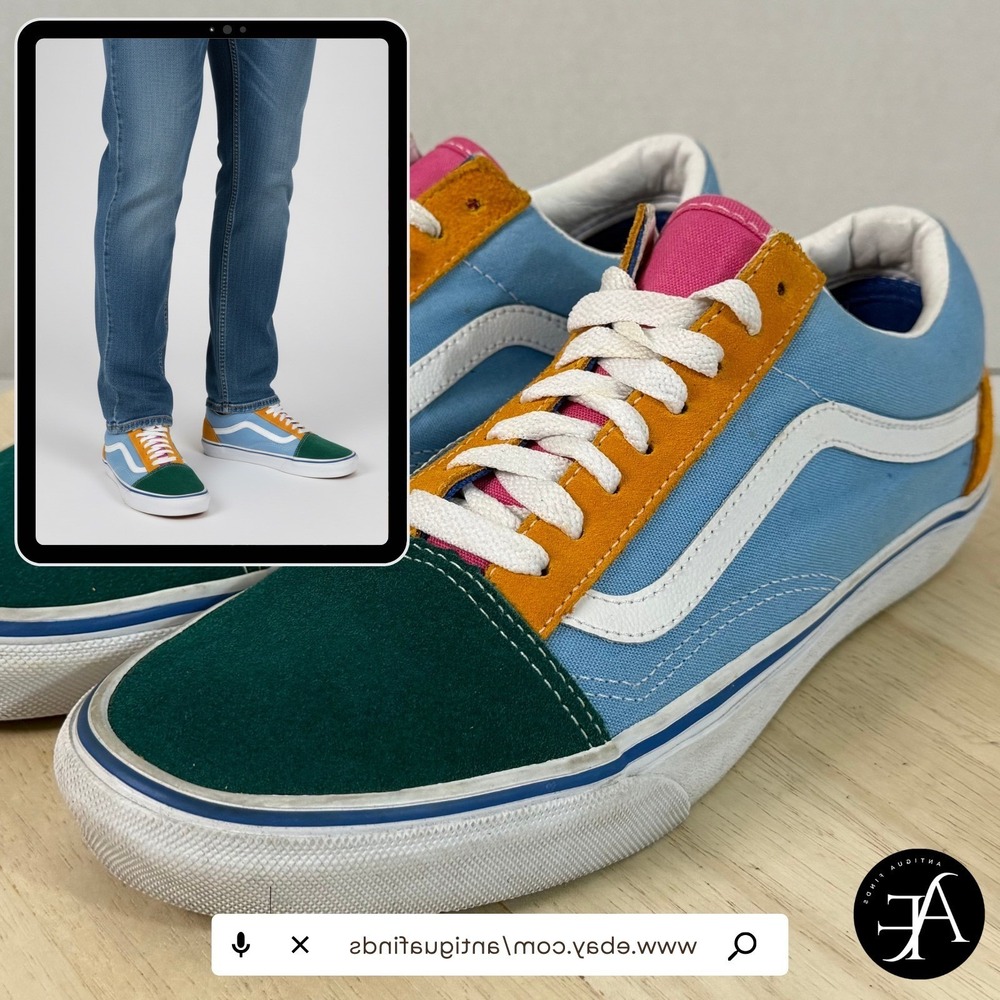 VANS Old Skool Sneakers Unisex Multicolor Suede Leather Canvas Shoes M/8 W/9.5